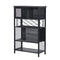 Supfirm Industrial Bar Cabinet with Wine Rack for Liquor and Glasses, Wood and Metal Cabinet for Home Kitchen Storage Cabinet - Supfirm