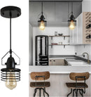 Industrial Black Pendant Light Metal Cage Pendant Lights Dining Room Hanging Lighting for Kitchen Island Living Room Bedroom Entryway Barn Farmhouse,Spring Shade E26 Bulb（1 Light） - Supfirm