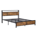 Industrial Full Bed Frame with LED Lights and 2 USB Ports, Bed Frame Full Size with Storage, Noise Free, No Box Spring Needed, Rustic Brown - Supfirm