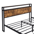 Industrial Full Bed Frame with LED Lights and 2 USB Ports, Bed Frame Full Size with Storage, Noise Free, No Box Spring Needed, Rustic Brown - Supfirm