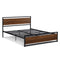 Industrial Platform Full Bed Frame/Mattress Foundation with Rustic Headboard and Footboard, Strong Steel Slat Support, No Box Spring Needed, Noise Free, Easy Assembly - Supfirm