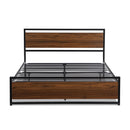 Industrial Platform Full Bed Frame/Mattress Foundation with Rustic Headboard and Footboard, Strong Steel Slat Support, No Box Spring Needed, Noise Free, Easy Assembly - Supfirm