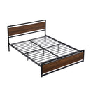 Industrial Platform Full Bed Frame/Mattress Foundation with Rustic Headboard and Footboard, Strong Steel Slat Support, No Box Spring Needed, Noise Free, Easy Assembly - Supfirm