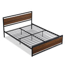 Industrial Platform Full Bed Frame/Mattress Foundation with Rustic Headboard and Footboard, Strong Steel Slat Support, No Box Spring Needed, Noise Free, Easy Assembly - Supfirm