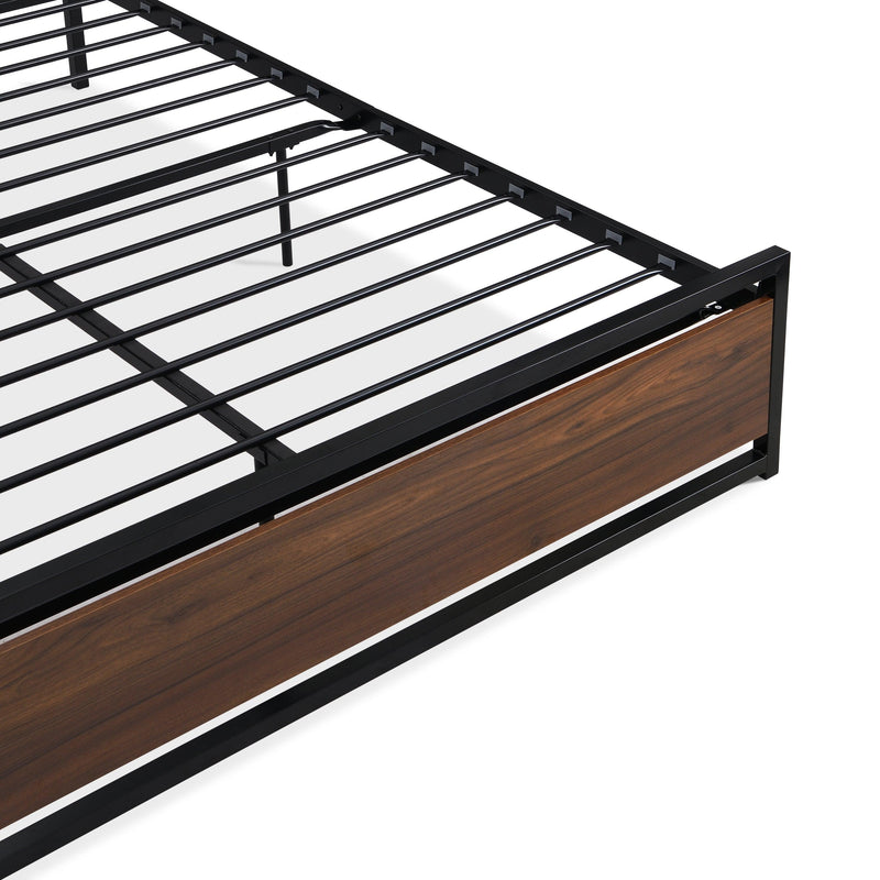 Industrial Platform Full Bed Frame/Mattress Foundation with Rustic Headboard and Footboard, Strong Steel Slat Support, No Box Spring Needed, Noise Free, Easy Assembly - Supfirm
