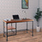 Industrial Style Wood and Metal Desk with Two Bottom Shelves, Brown and Black - Supfirm