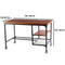 Industrial Style Wood and Metal Desk with Two Bottom Shelves, Brown and Black - Supfirm