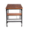 Industrial Style Wood and Metal Desk with Two Bottom Shelves, Brown and Black - Supfirm