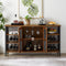 Supfirm Industrial Wine Bar Cabinet, Liquor Storage Credenza, Sideboard with Wine Racks & Stemware Holder (Hazelnut Brown, 55.12''w x 13.78''d x 30.31' ' h) - Supfirm
