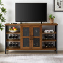 Supfirm Industrial Wine Bar Cabinet, Liquor Storage Credenza, Sideboard with Wine Racks & Stemware Holder (Hazelnut Brown, 55.12''w x 13.78''d x 30.31' ' h) - Supfirm