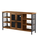 Supfirm Industrial Wine Bar Cabinet, Liquor Storage Credenza, Sideboard with Wine Racks & Stemware Holder (Hazelnut Brown, 55.12''w x 13.78''d x 30.31' ' h) - Supfirm