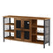 Supfirm Industrial Wine Bar Cabinet, Liquor Storage Credenza, Sideboard with Wine Racks & Stemware Holder (Hazelnut Brown, 55.12''w x 13.78''d x 30.31' ' h) - Supfirm