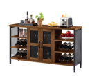 Supfirm Industrial Wine Bar Cabinet, Liquor Storage Credenza, Sideboard with Wine Racks & Stemware Holder (Hazelnut Brown, 55.12''w x 13.78''d x 30.31' ' h) - Supfirm