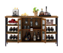 Supfirm Industrial Wine Bar Cabinet, Liquor Storage Credenza, Sideboard with Wine Racks & Stemware Holder (Hazelnut Brown, 55.12''w x 13.78''d x 30.31' ' h) - Supfirm