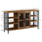 Supfirm Industrial Wine Bar Cabinet, Liquor Storage Credenza, Sideboard with Wine Racks & Stemware Holder (Hazelnut Brown, 55.12''w x 13.78''d x 30.31' ' h) - Supfirm