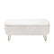 Ivory White Storage Ottoman Bench for End of Bed Gold Legs, Modern Ivory White Faux Fur Entryway Bench Upholstered Padded with Storage for Living Room Bedroom - Supfirm