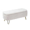 Ivory White Storage Ottoman Bench for End of Bed Gold Legs, Modern Ivory White Faux Fur Entryway Bench Upholstered Padded with Storage for Living Room Bedroom - Supfirm