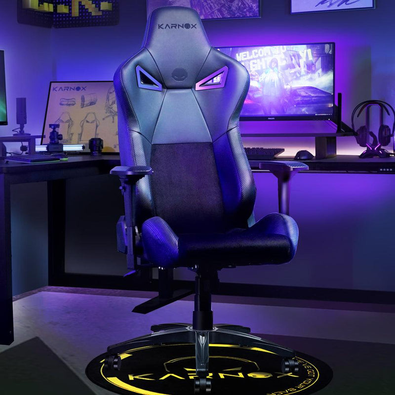 KARNOX Ergonomic Gaming Chair,Adjustable Office Computer Chair with Lumbar Support ,Tall Back Swivel Chair with Headrest and Armrest,Comfortable Reclining Video Desk Chair with Suede Padded Sea - Supfirm