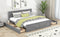 King Size Wooden Platform Bed with Four Storage Drawers and Support Legs, Gray - Supfirm