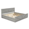 King Size Wooden Platform Bed with Four Storage Drawers and Support Legs, Gray - Supfirm