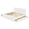 King Size Wooden Platform Bed with Four Storage Drawers and Support Legs, White - Supfirm