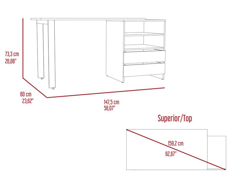 Kirsage 2-Drawer 2-Shelf Writing Desk Light Gray - Supfirm