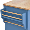 Kitchen cart with Rubber wood desktop rolling mobile kitchen island with storage and 5 draws 53 Inch length (Blue) - Supfirm