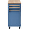 Kitchen cart with Rubber wood desktop rolling mobile kitchen island with storage and 5 draws 53 Inch length (Blue) - Supfirm