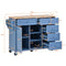 Kitchen cart with Rubber wood desktop rolling mobile kitchen island with storage and 5 draws 53 Inch length (Blue) - Supfirm