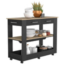 Kitchen Island 46 Inches Dozza, Two Drawers, Black Wengue / Light Oak Finish - Supfirm