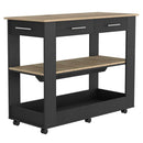 Kitchen Island 46 Inches Dozza, Two Drawers, Black Wengue / Light Oak Finish - Supfirm