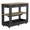 Kitchen Island 46 Inches Dozza, Two Drawers, Black Wengue / Light Oak Finish - Supfirm