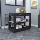 Kitchen Island 46 Inches Dozza, Two Drawers, Black Wengue / Light Oak Finish - Supfirm