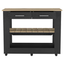 Kitchen Island 46 Inches Dozza, Two Drawers, Black Wengue / Light Oak Finish - Supfirm