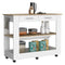 Kitchen Island 46 Inches Dozza, Two Drawers, White / Light Oak Finish - Supfirm