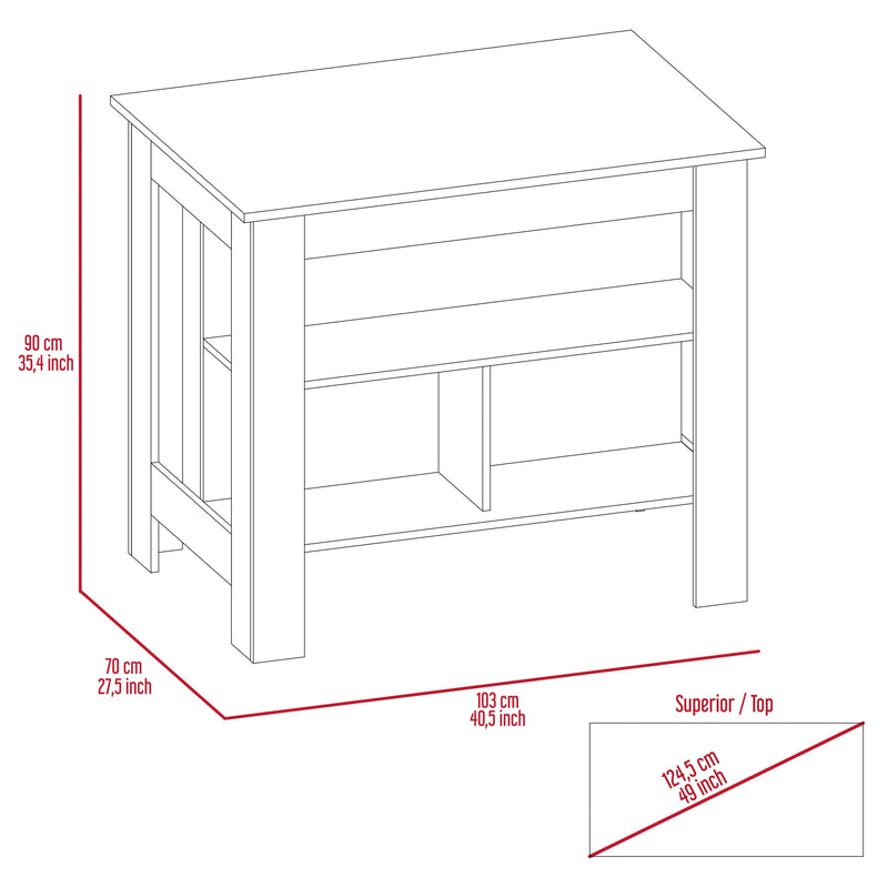 Kitchen Island Antibacterial Dozza,Three Shelves, Light Oak / White Finish - Supfirm