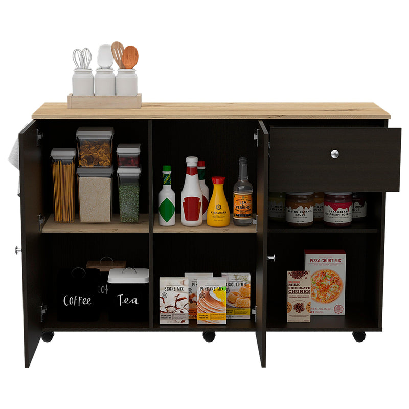 Kitchen Island Cart Indiana, Kitchen, Black - Supfirm