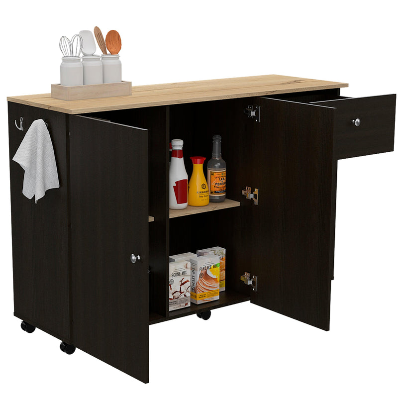 Kitchen Island Cart Indiana, Kitchen, Black - Supfirm