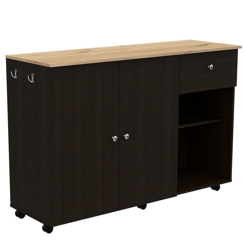 Kitchen Island Cart Indiana, Kitchen, Black - Supfirm