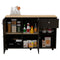 Kitchen Island Cart Victoria, Four Interior Shelves, Six Carters, One Drawer, Double Door Cabinet -Black - Supfirm