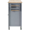 Kitchen Island Cart with Solid Wood Top and Locking Wheels,54.3 Inch Width,4 Door Cabinet and Two Drawers,Spice Rack, Towel Rack (Grey Blue) - Supfirm