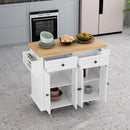 Kitchen Island Cart with Two Storage Cabinets and Two Locking Wheels,43.31 Inch Width,4 Door Cabinet and Two Drawers,Spice Rack, Towel Rack(White) - Supfirm