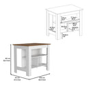 Kitchen Island Dozza, Three Shelves, White / Walnut Finish - Supfirm