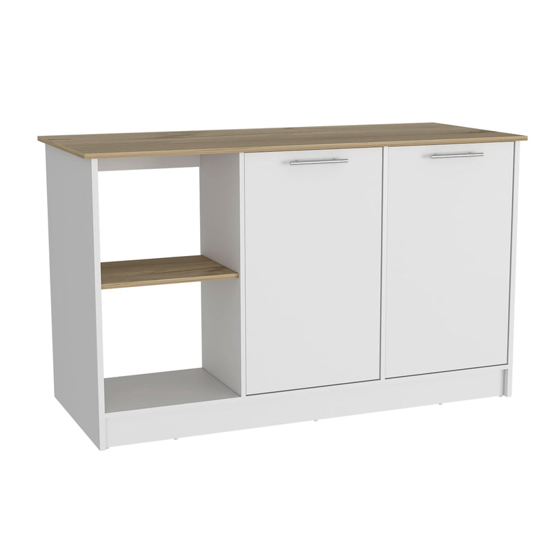 Kitchen Island Padua, Kitchen, White / Light Oak - Supfirm