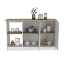 Kitchen Island Padua, Kitchen, White / Light Oak - Supfirm