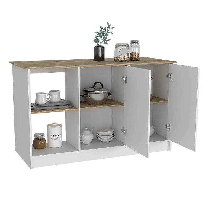 Kitchen Island Padua, Kitchen, White / Light Oak - Supfirm