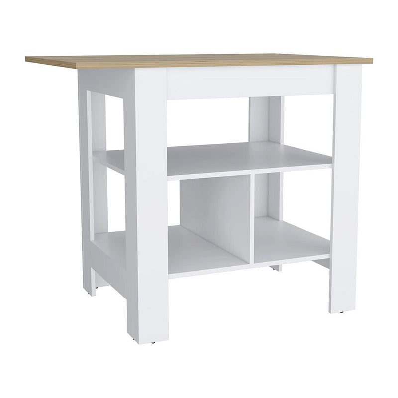 Kitchen Island Pompeya, Three Shelves, White Finish - Supfirm