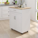 Kitchen island rolling trolley cart with Adjustable Shelves and towel rack rubber wood table top - Supfirm