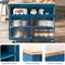 Kitchen Island with Drop Leaf, LED Light Kitchen Cart on Wheels with Power Outlets, 2 Sliding Fluted Glass Doors, Large Kitchen Island Cart with 2 Cabinet and 1 open Shelf (Navy Blue) - Supfirm