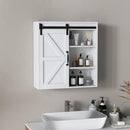 Supfirm kleankin Farmhouse Bathroom Wall Cabinet, Medicine Cabinet with Sliding Barn Door and Adjustable Shelf, Over the Toilet Cabinet, White - Supfirm